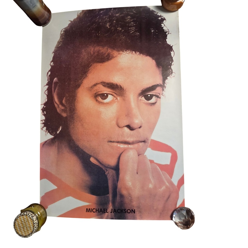Vintage 80s Michael Jackson Thriller Portrait Music Poster 23x35 King of Pop